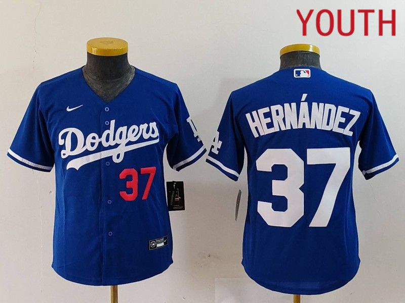 Youth Los Angeles Dodgers #37 Hernandez Blue Nike Game 2024 MLB Jersey style 7241